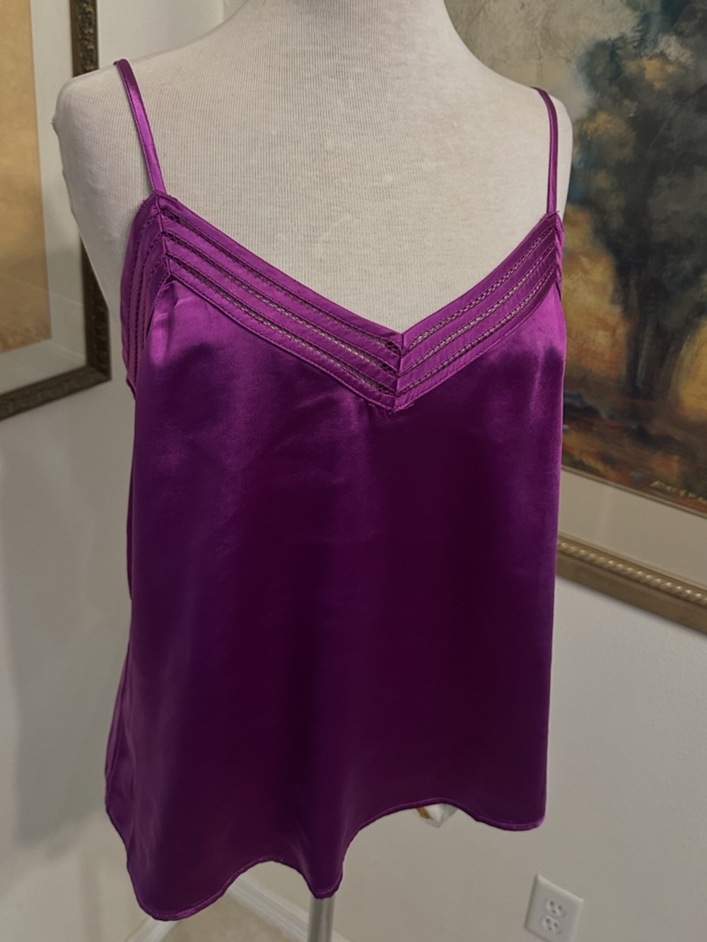 SKIES ARE BLUE Amethyst Purple Satin Cami w/Adjustable Straps Size Large